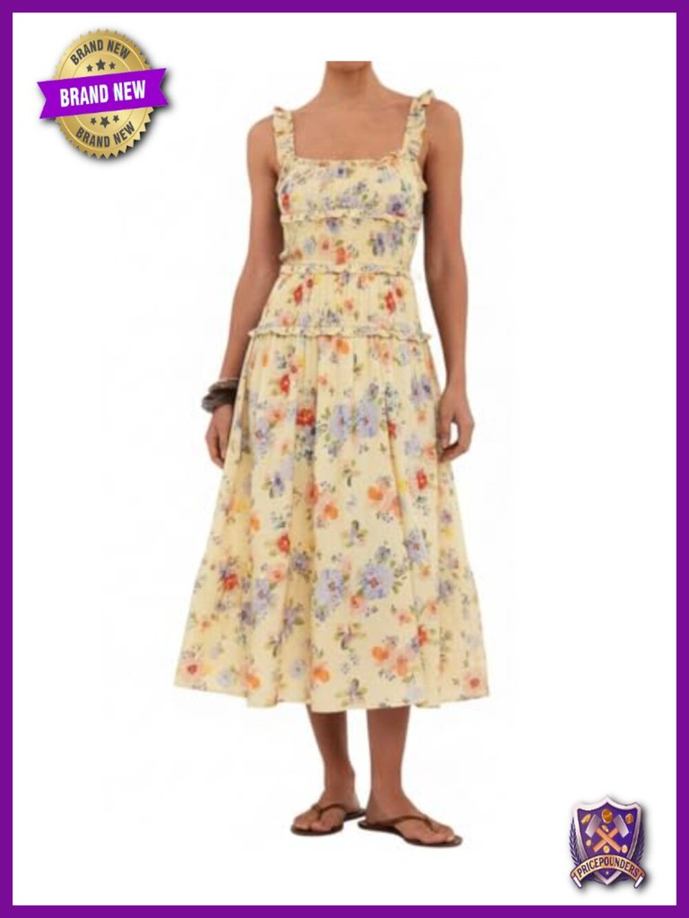 Spaghetti Strap Maxi Dress Sleeveless Smocked Ruffle Tiered Flowy Beach